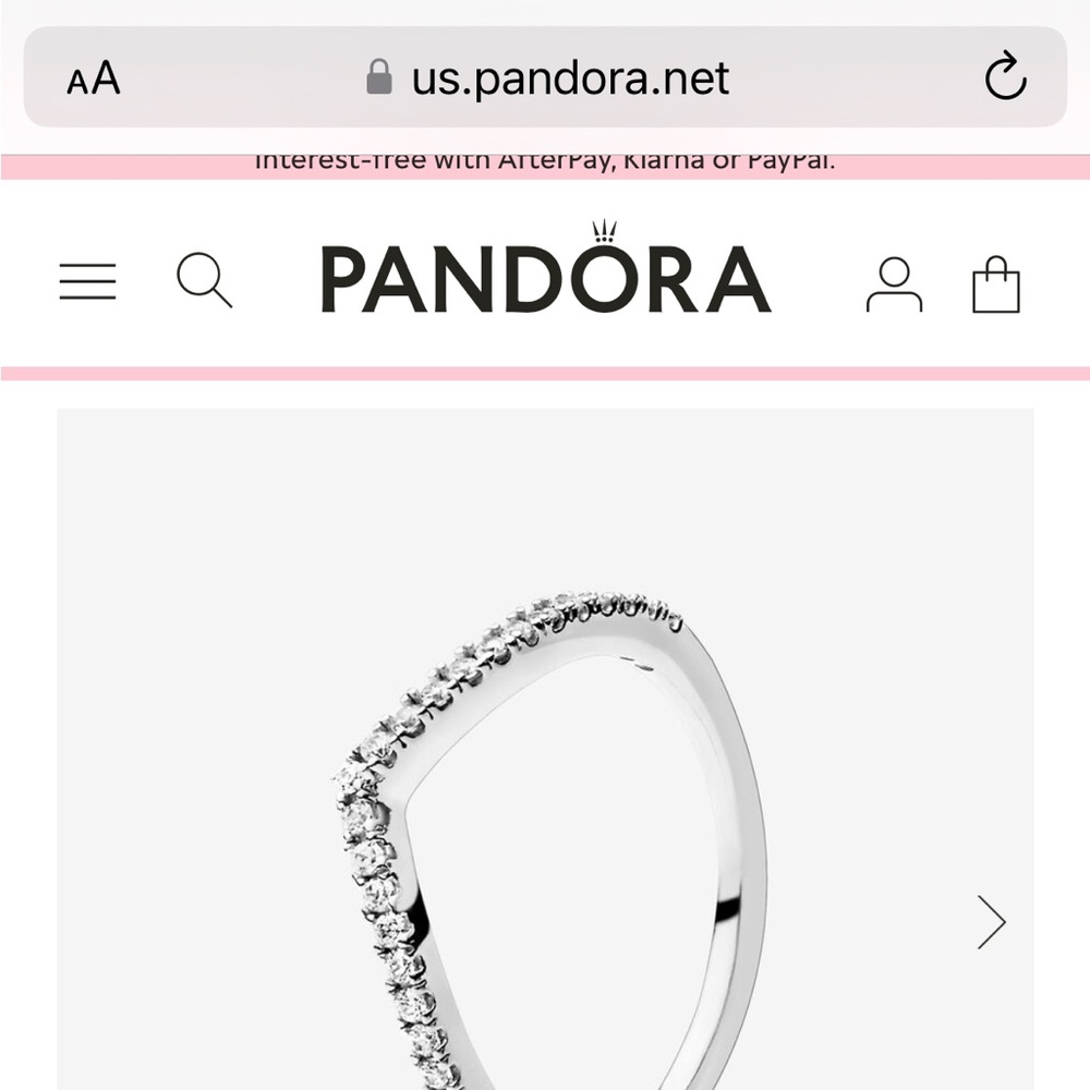 Pandora Sparkling Wishbone Ring